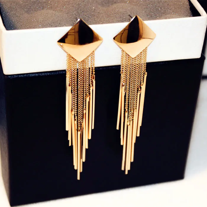 Statement Metal Tassel Long Earrings For Women Gold Plated New Party Jewelry Bijoux Street Style