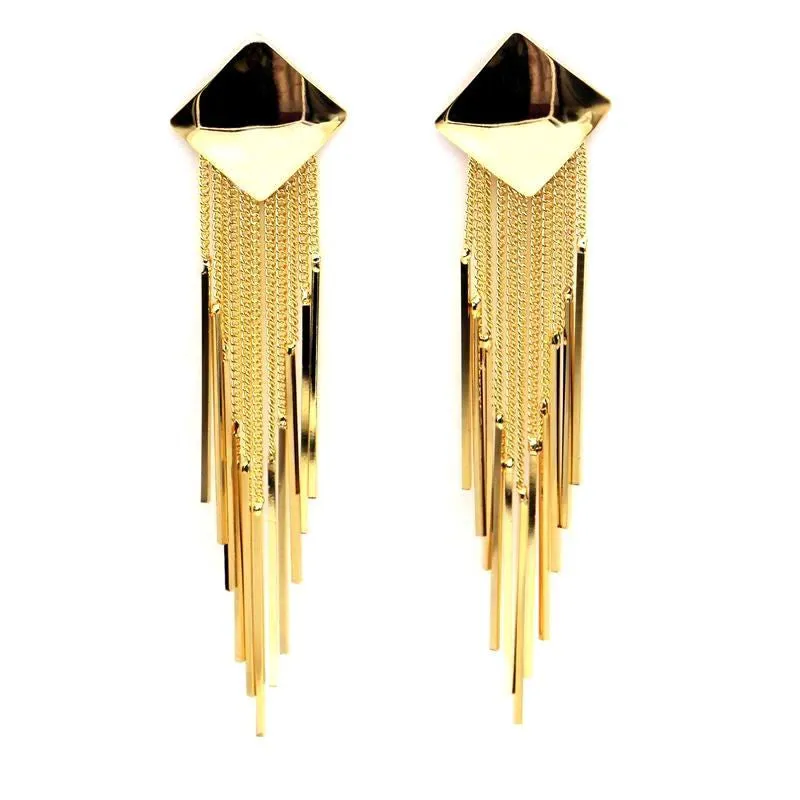 Statement Metal Tassel Long Earrings For Women Gold Plated New Party Jewelry Bijoux Street Style