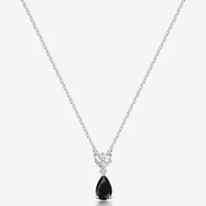 Sterling Silver Necklace and Pendant with Clear CZ and Black CZ by Brosway