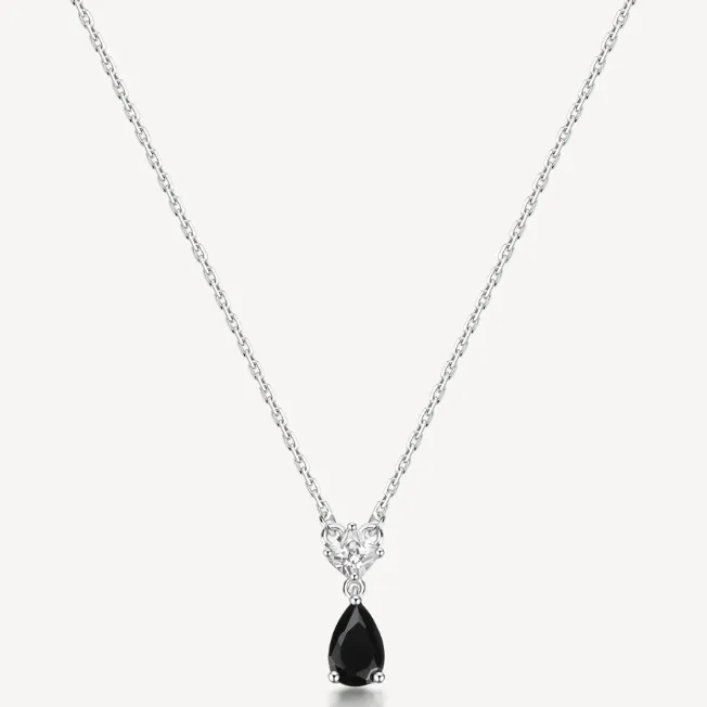 Sterling Silver Necklace and Pendant with Clear CZ and Black CZ by Brosway