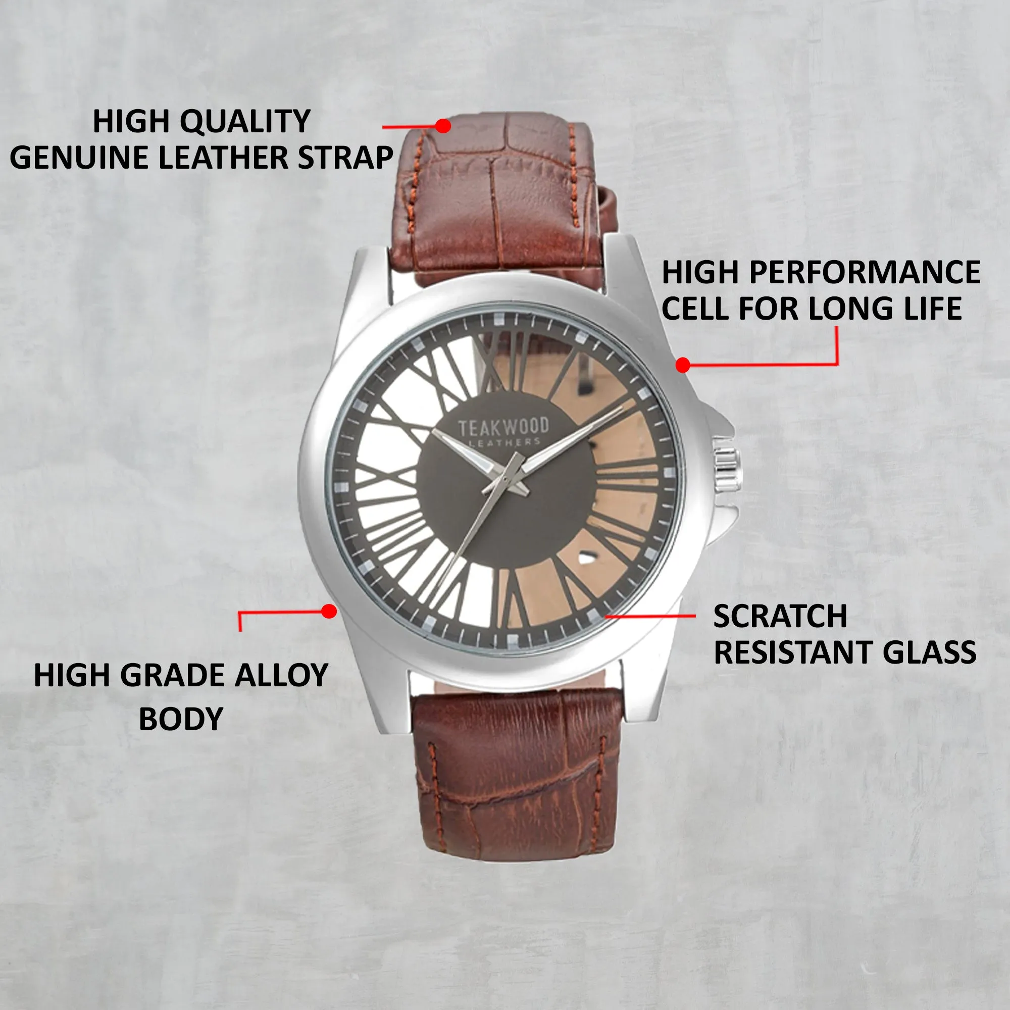 Teakwood Leather Grey Men's Analog Watch