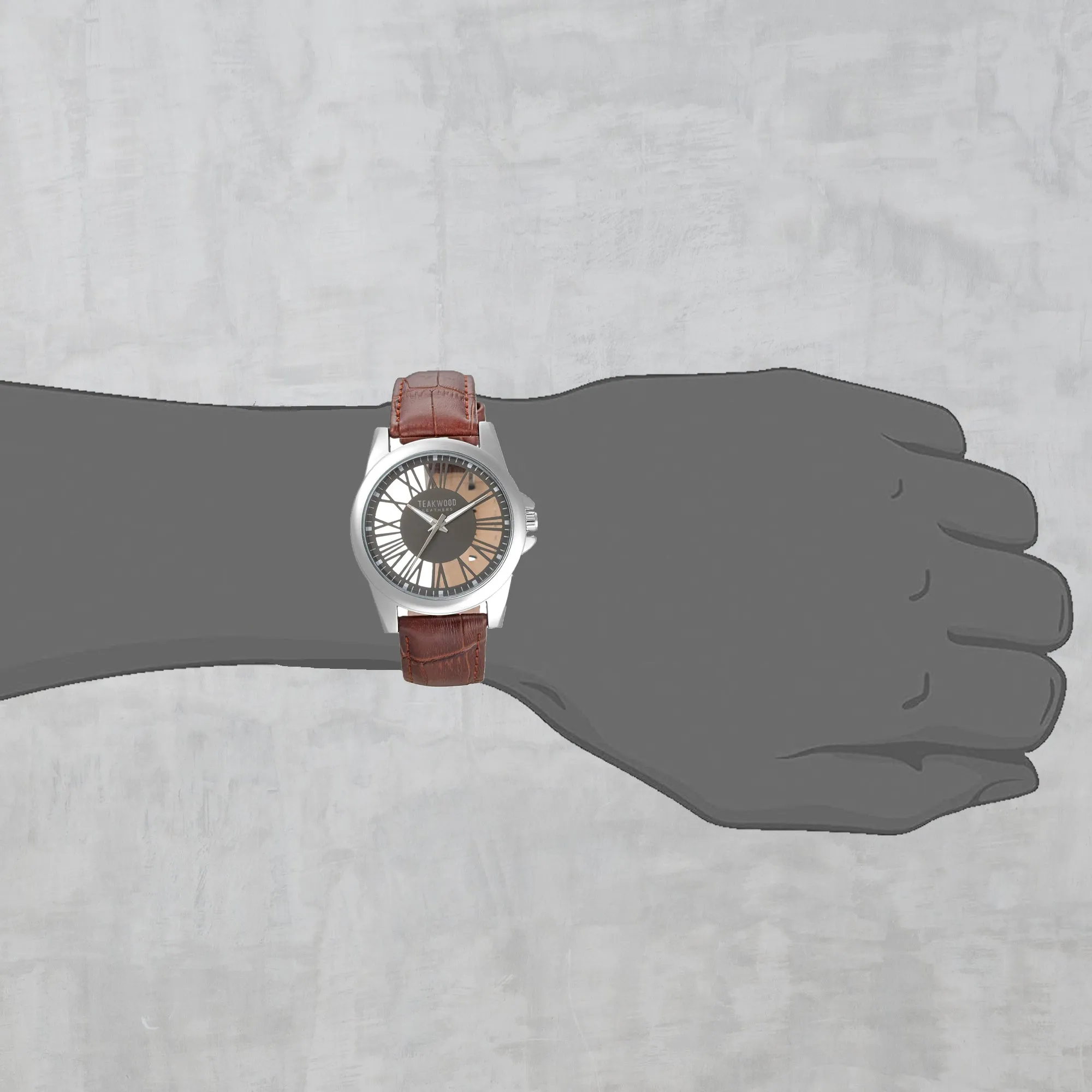 Teakwood Leather Grey Men's Analog Watch