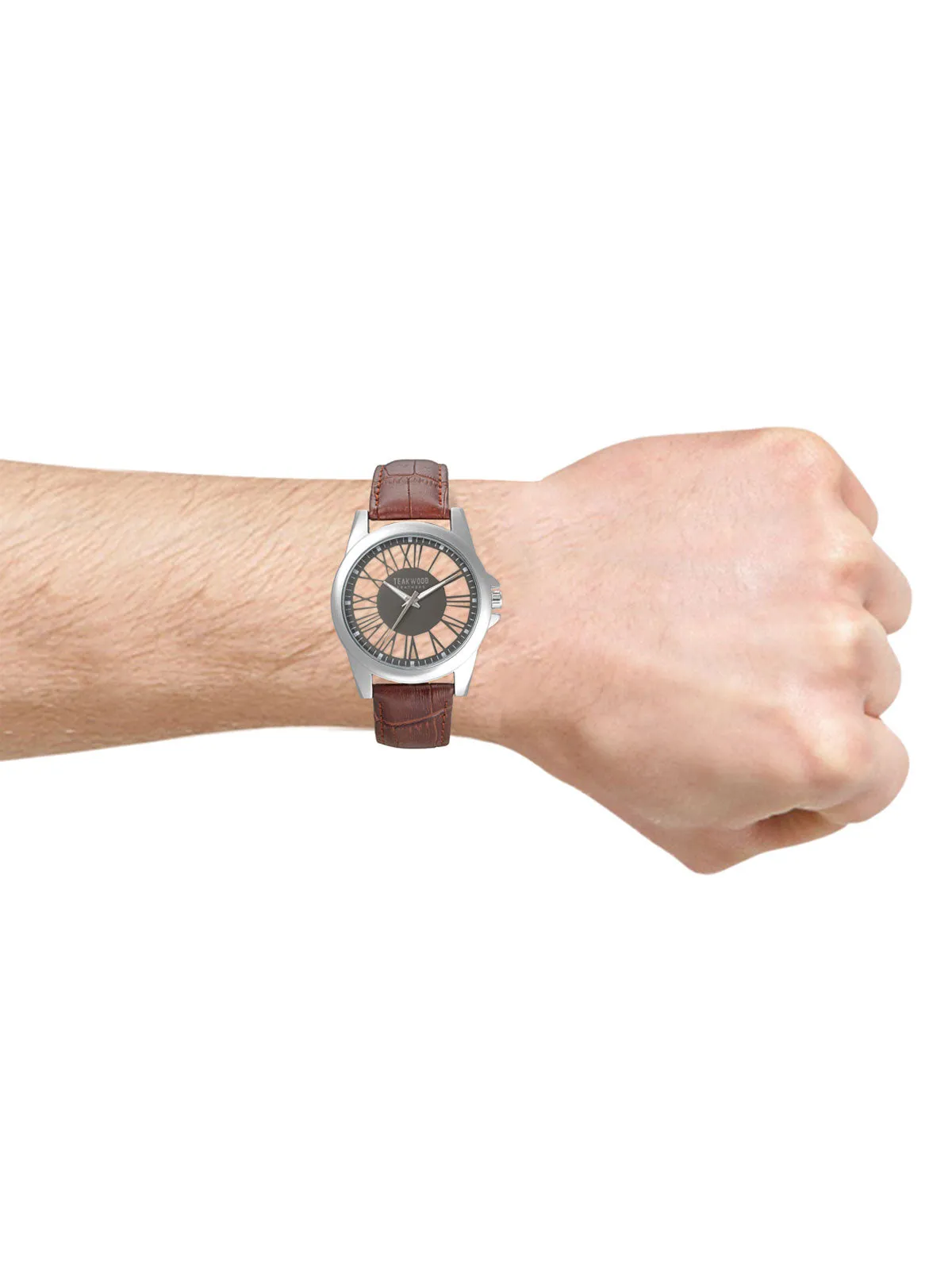 Teakwood Leather Grey Men's Analog Watch