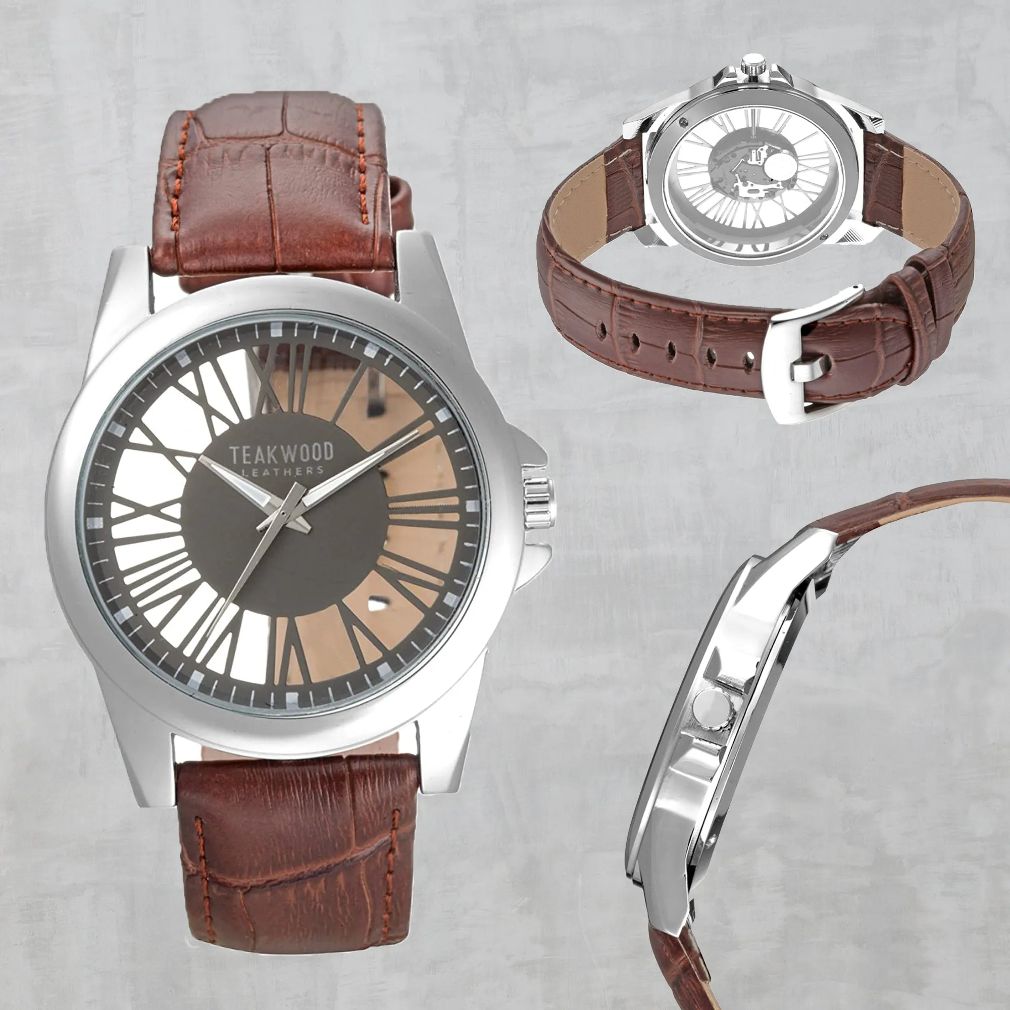 Teakwood Leather Grey Men's Analog Watch