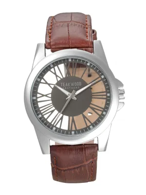Teakwood Leather Grey Men's Analog Watch