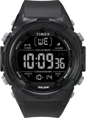 Timex Men's Digital 50mm Watch - Black Strap Digital Dial Black Case
