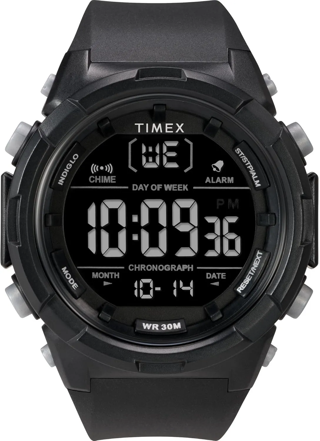 Timex Men's Digital 50mm Watch - Black Strap Digital Dial Black Case