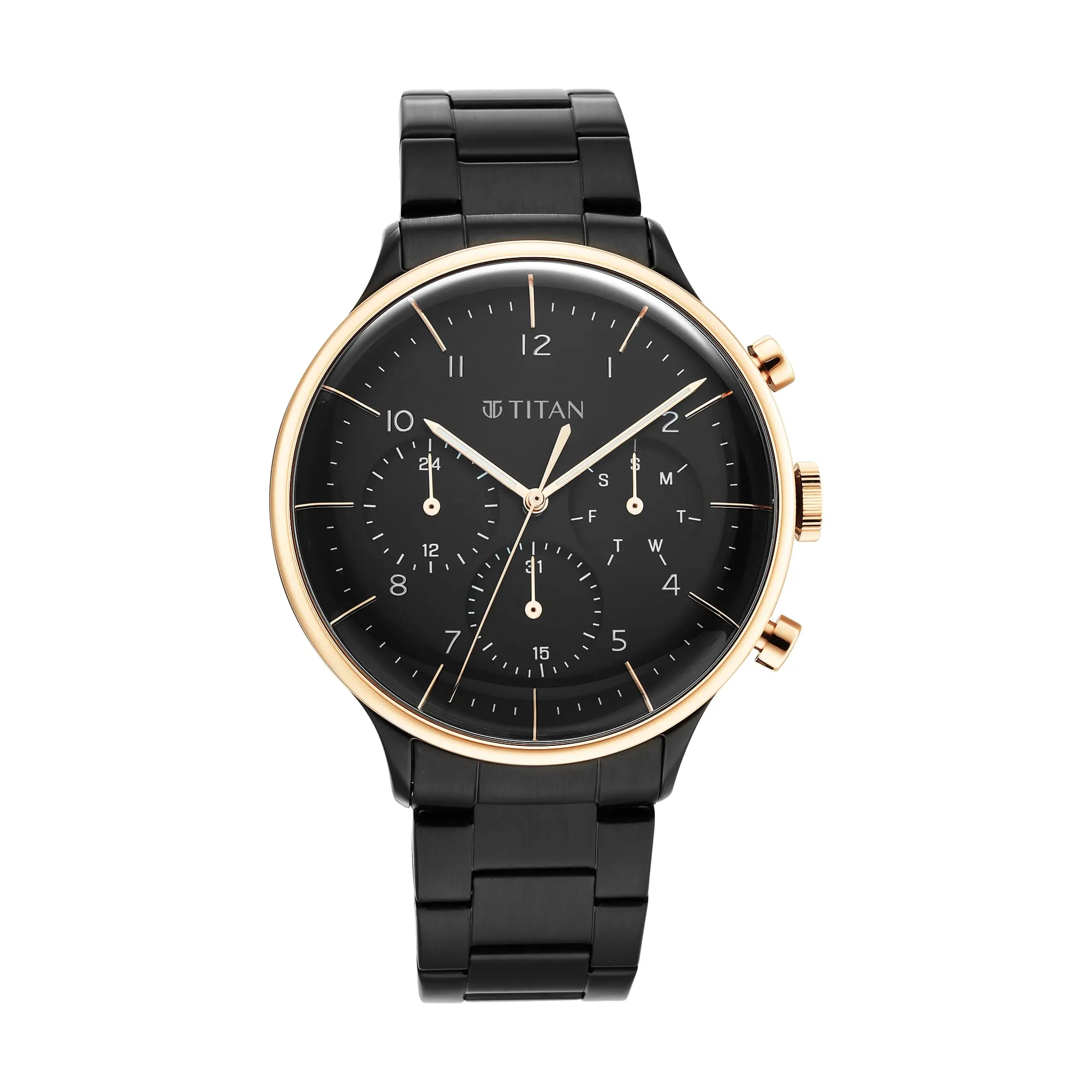Titan Black Dial and Band Analog Stainless Steel Watch for Men -NR90102KM01