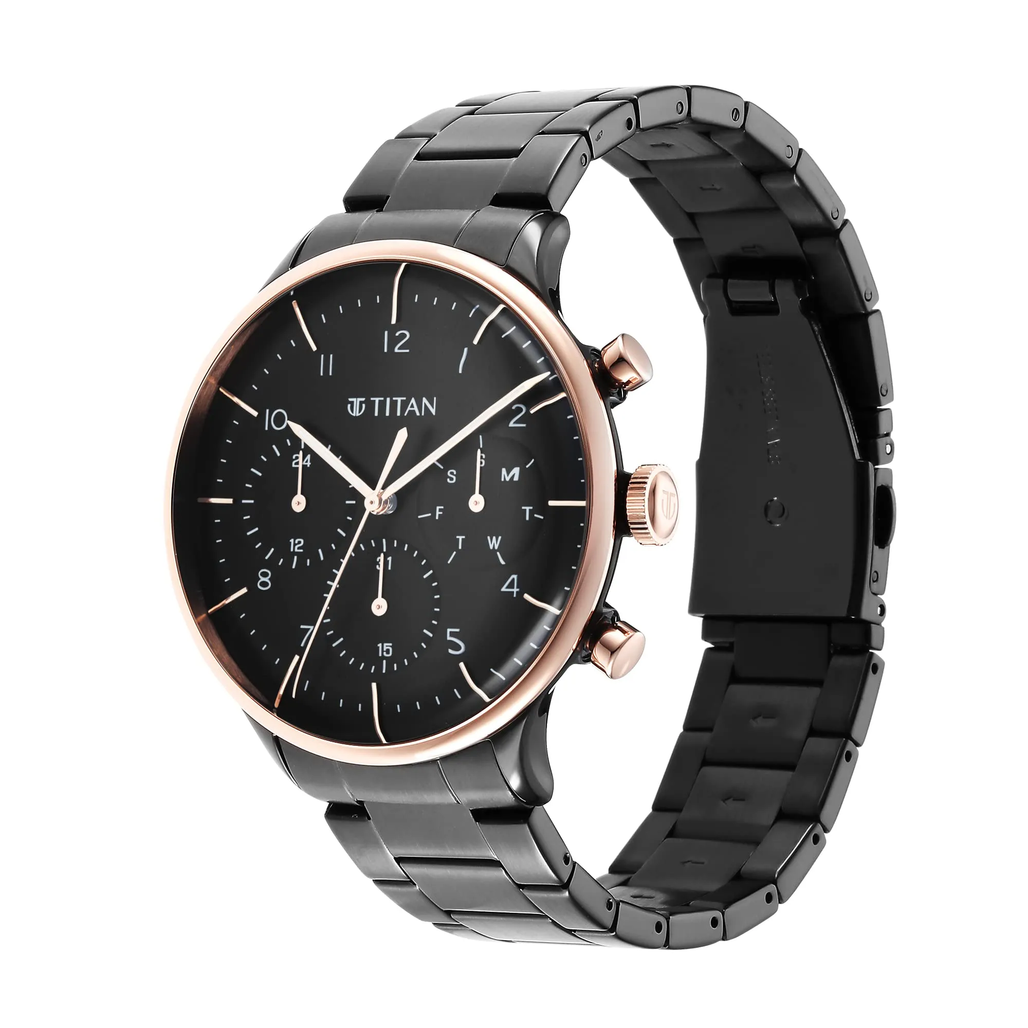 Titan Black Dial and Band Analog Stainless Steel Watch for Men -NR90102KM01