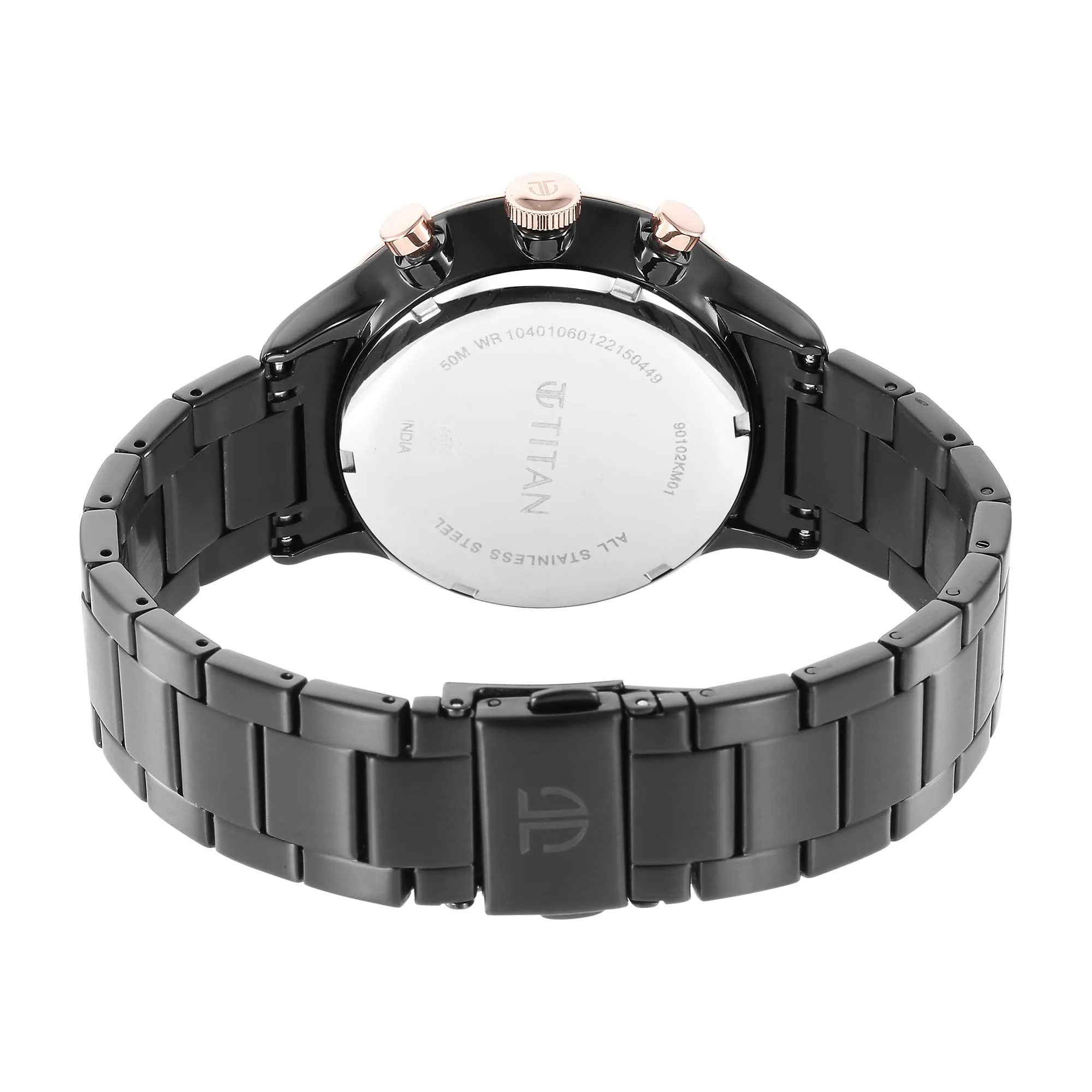 Titan Black Dial and Band Analog Stainless Steel Watch for Men -NR90102KM01