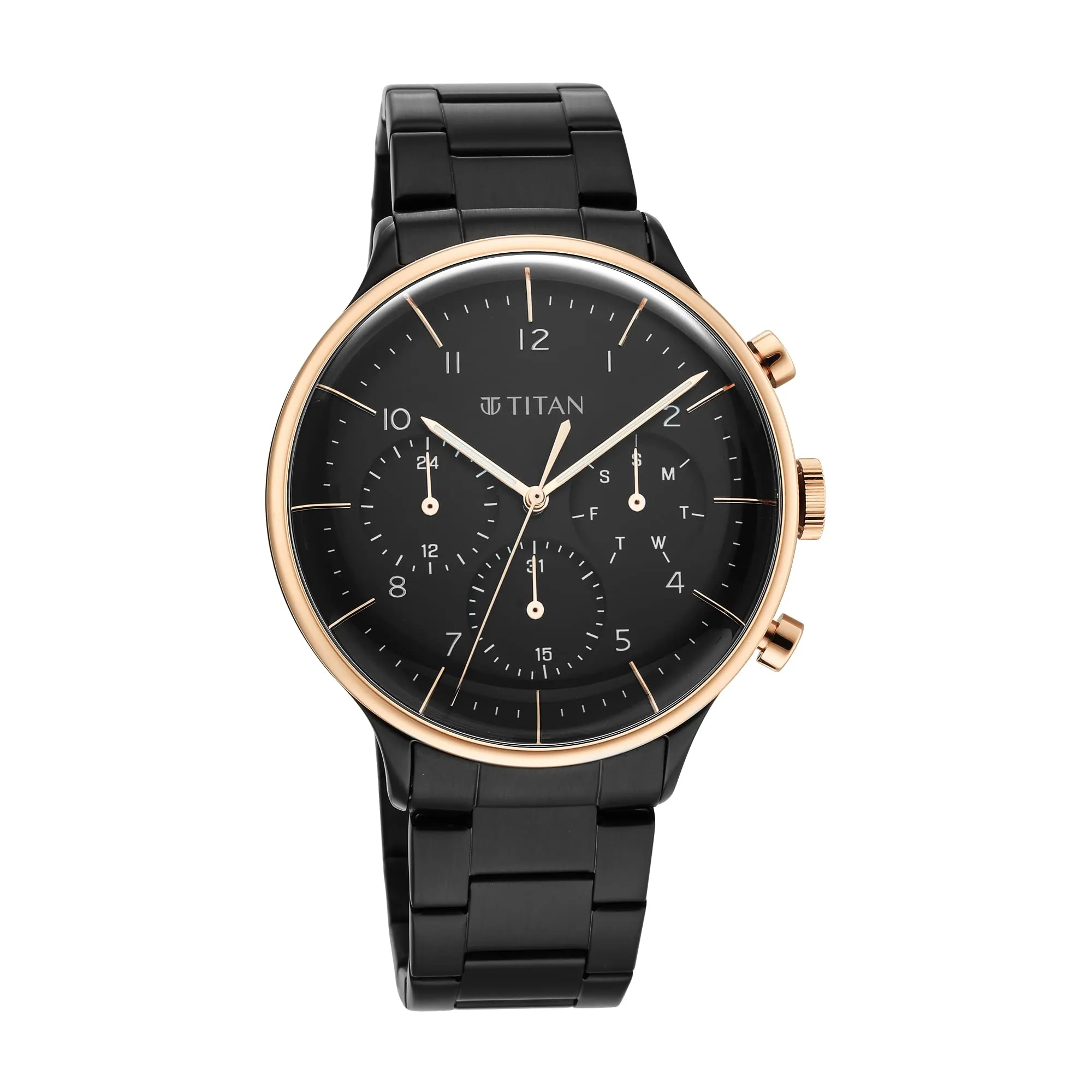 Titan Black Dial and Band Analog Stainless Steel Watch for Men -NR90102KM01