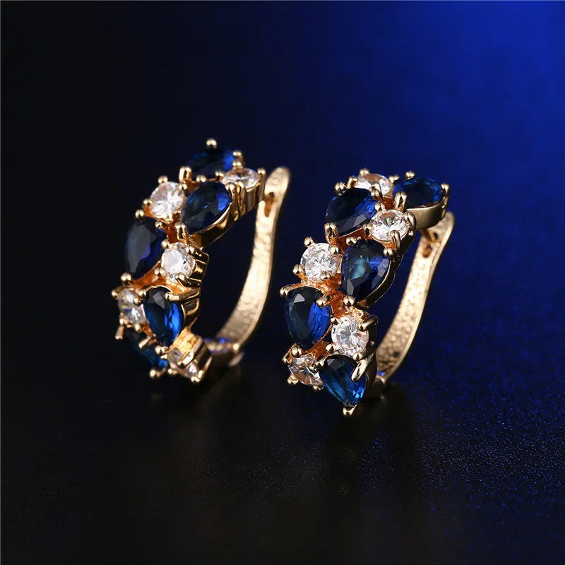 Trendy Colorful CZ Diamond Zircon Stud Earrings Sliver Rose Gold Plated Mona Lisa Jewelry Earrings For Women Wedding