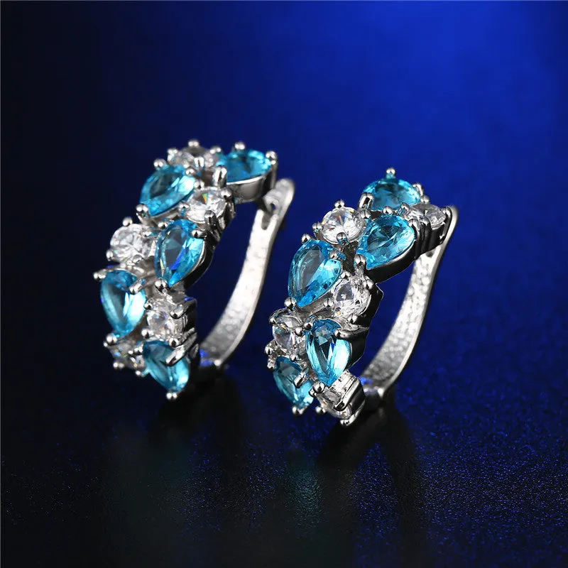 Trendy Colorful CZ Diamond Zircon Stud Earrings Sliver Rose Gold Plated Mona Lisa Jewelry Earrings For Women Wedding