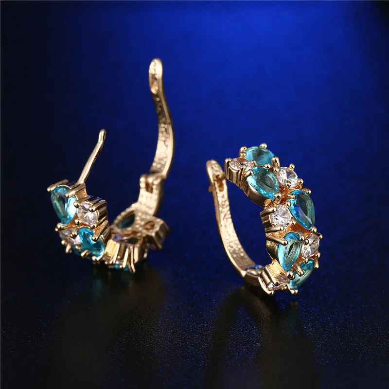 Trendy Colorful CZ Diamond Zircon Stud Earrings Sliver Rose Gold Plated Mona Lisa Jewelry Earrings For Women Wedding