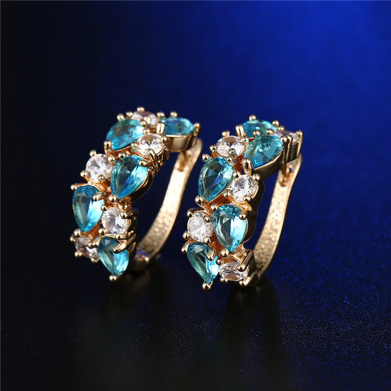 Trendy Colorful CZ Diamond Zircon Stud Earrings Sliver Rose Gold Plated Mona Lisa Jewelry Earrings For Women Wedding