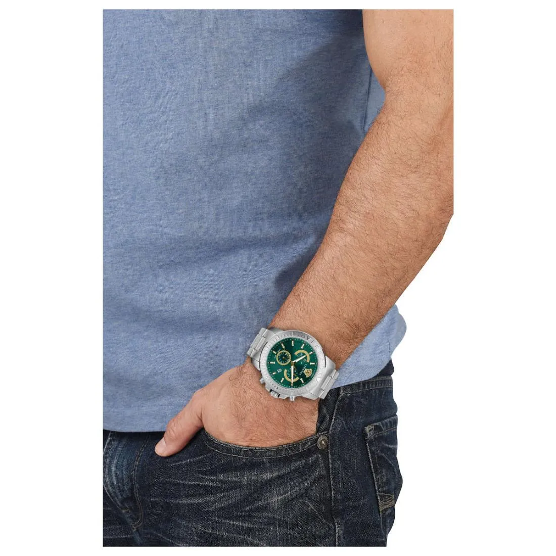 Versace Men 45 mm Size Green Dial Analog Watch- VE2E00821