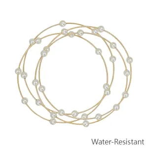 Water Resistant Thin Set of 4 Bangles with Beaded Accents