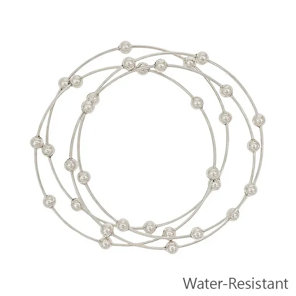 Water Resistant Thin Set of 4 Bangles with Beaded Accents