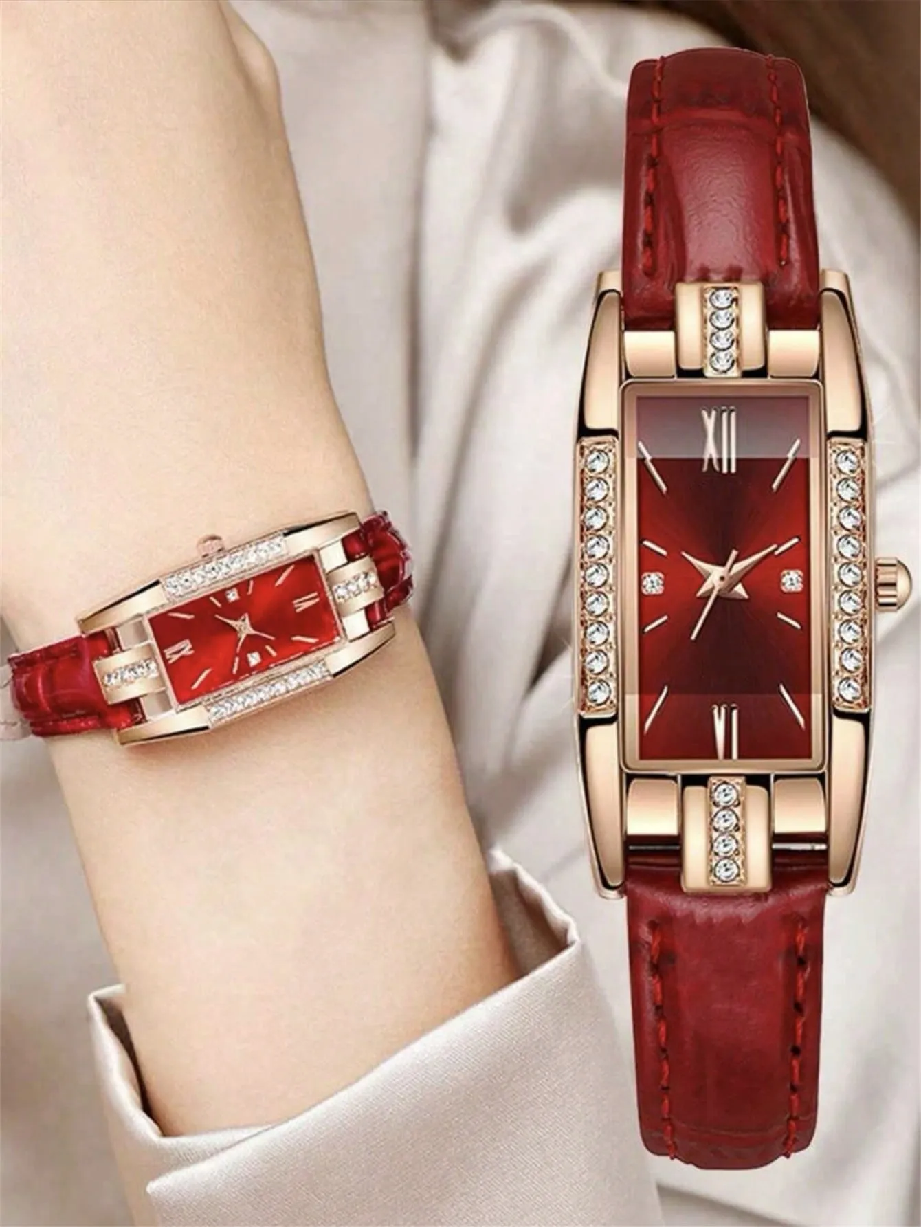 Women's Casual and Elegant Quartz Wristwatch 3 Pcs Set
