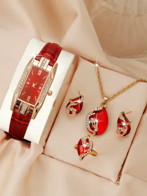 Women's Casual and Elegant Quartz Wristwatch 3 Pcs Set