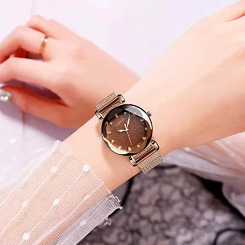 Women's Fashion Starry Sky Luxury Mesh Band Dress Watch