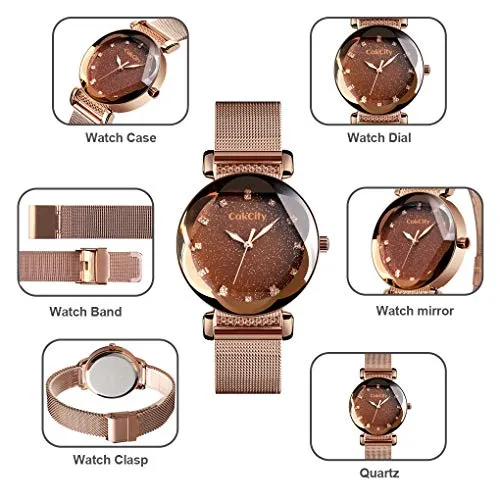 Women's Fashion Starry Sky Luxury Mesh Band Dress Watch