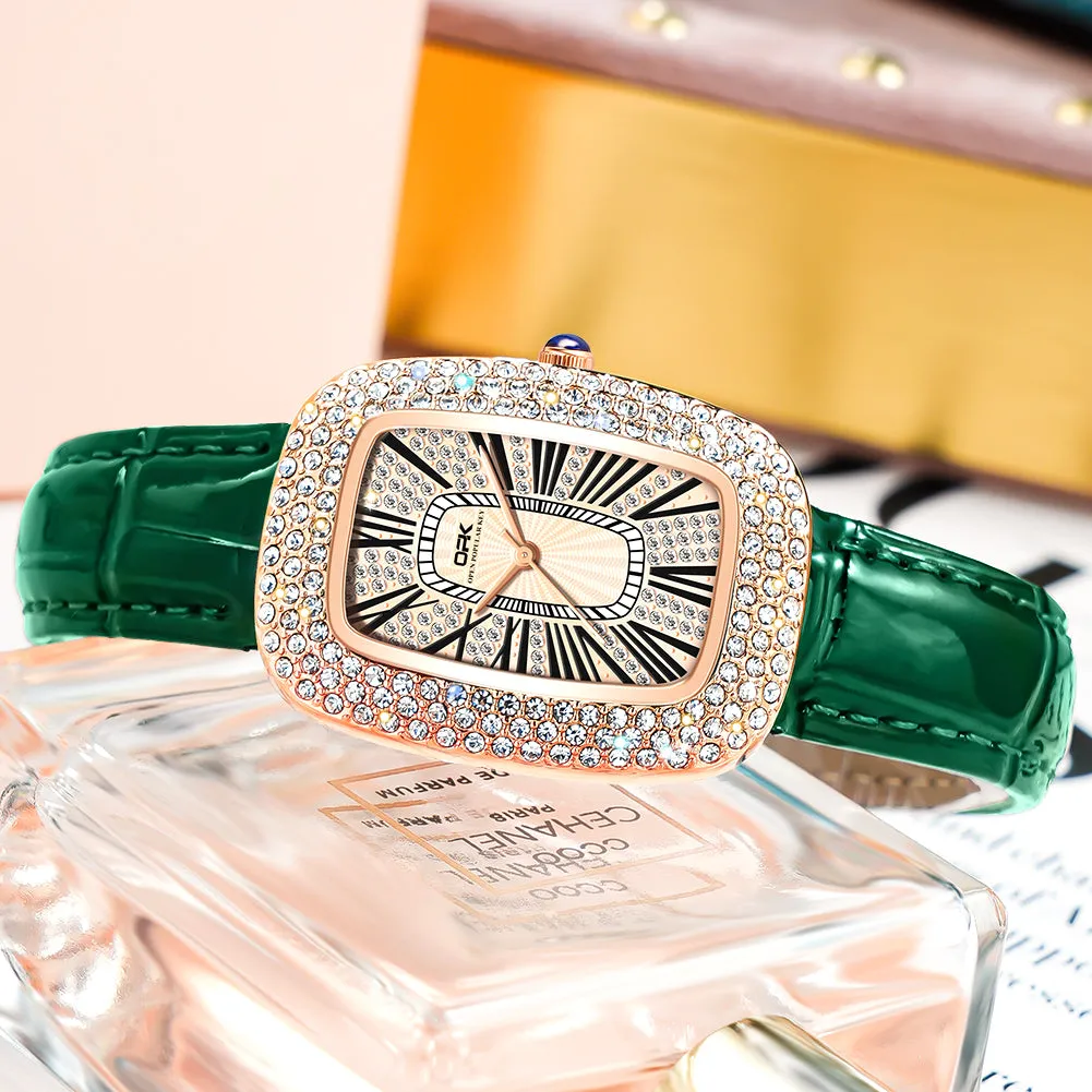 Women's vintage quartz watch with diamond W06OPK88616-GN