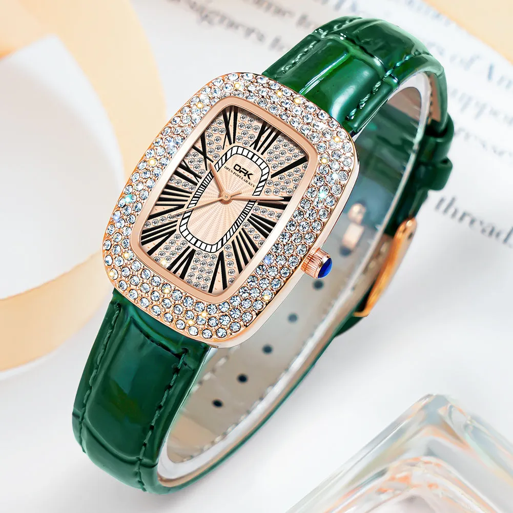Women's vintage quartz watch with diamond W06OPK88616-GN