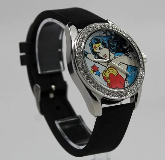 Wonder Woman Black Rubber Strap Character Watch (WOW 5013)