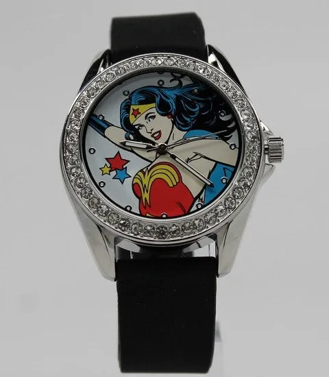 Wonder Woman Black Rubber Strap Character Watch (WOW 5013)