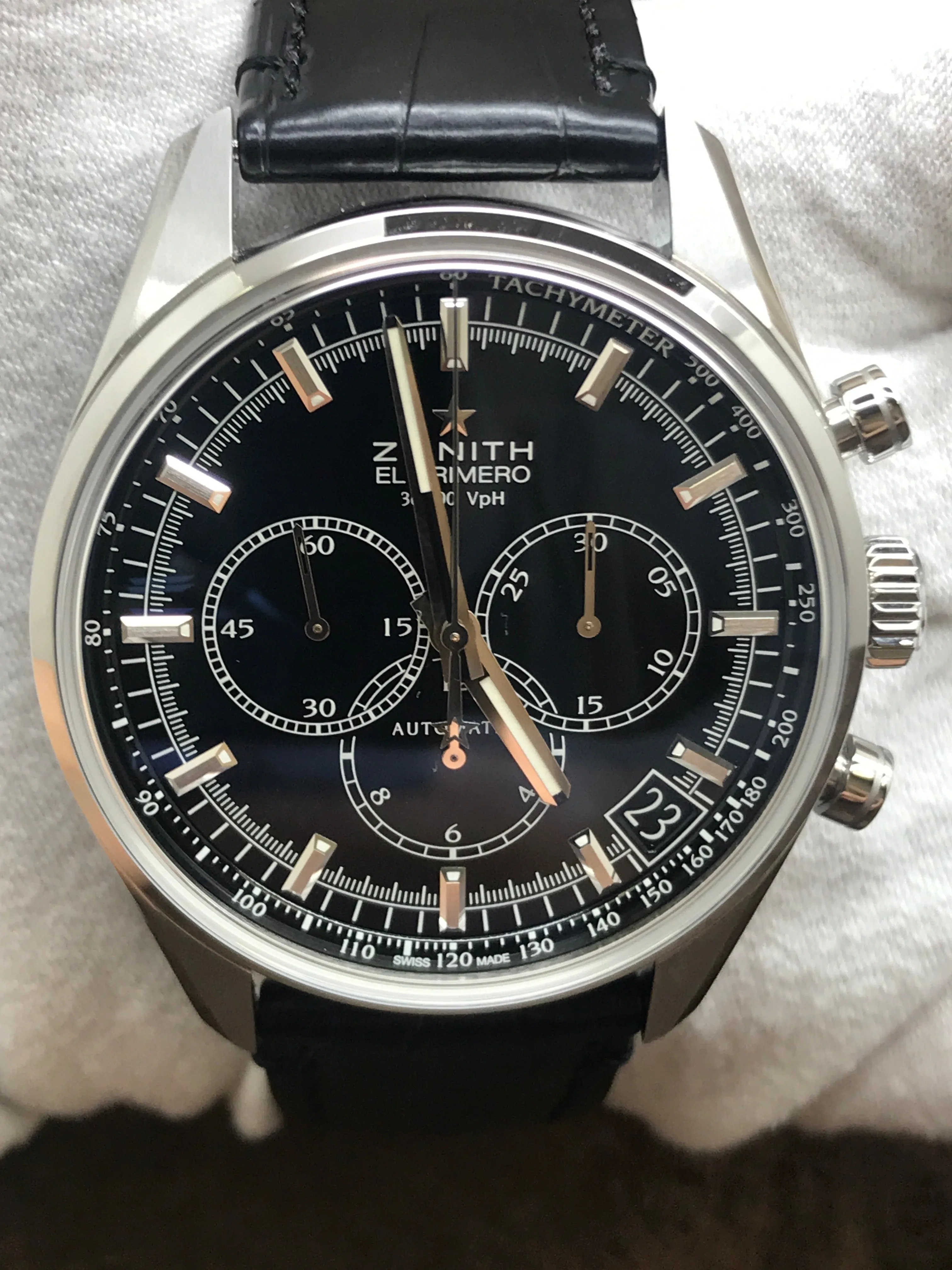 Zenith El Primero 36'000 VpH Chronograph 03.2080.400/21.C496 Black Dial Automatic Men's Watch